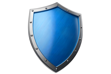 Blue medieval shield isolated on white background