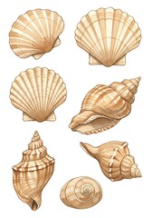 Seashell Studies: Detailed Watercolor Illustrations