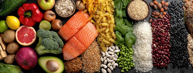 Colorful array of fresh and whole foods