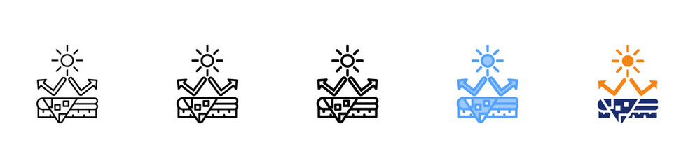 Uv Protective Fabric Icon Different Style Outline Collection Set 