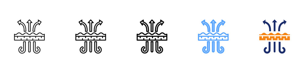 Breathable Fabric Icon Different Style Outline Collection Set 