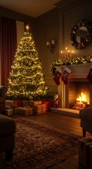 Christmas Eve Glow: A Festive 3D Scene