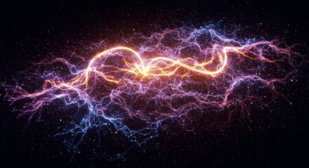 Vibrant abstract neural network visualized as cosmic energy streams on black