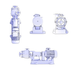 Naklejka premium schéma de Pompe a eau electrique industrielle