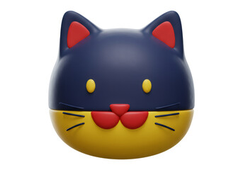 Fototapeta premium 3D Rendered Cat Head With Yellow And Red Accents On Transparent Background