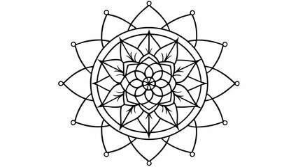Fototapeta premium Esoteric mandala outline design featuring intricate patterns and symmetrical shapes