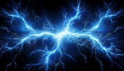 electric blue lightning bolt overlay the dark background representing energy power and natural force