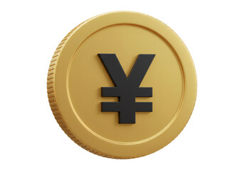 Fototapeta premium 金色の円貨と黒色の円記号のイラスト 黒背景 3Dレンダリング