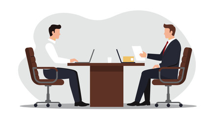 Business meeting concept with professionals at office desk discussing work projects