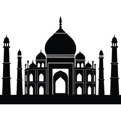 Taj Mahal silhouette black and white iconic monument