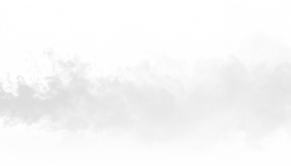 PNG of white smoke layering softly in fog-style wave across base, isolated airy vapor on transparent background, ideal for dreamy visuals, abstract art, decorative overlays, and digital graphics.