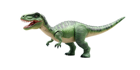 Obraz premium Tyrannosaurus dinosaur model with open mouth isolated on white transparent background