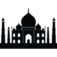 Taj Mahal silhouette with minarets and domes India
