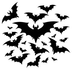 Flying Bats Silhouette – Halloween Night Sky Vector