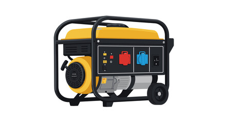 Fototapeta premium Portable power generator with outlets in flat design for emergency use