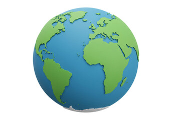 Obraz premium 3D Earth Globe Illustration With Blue Oceans And Green Landmasses Isolated On Transparent Black