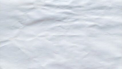 Wet crumpled and creased white poster paper texture. Glued wrinkled paper surface background. Old crumpled and creased paper poster texture for space for advertising copy, space for copy text.