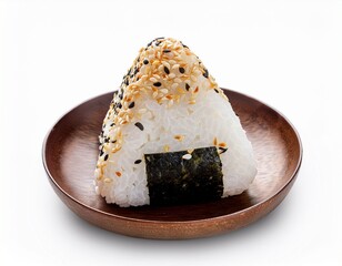 onigiri rice balls with sesame seeds isolated white background