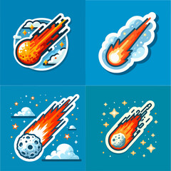 illustration set of a falling meteor