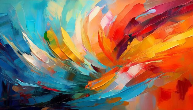 thick abstract paint strokes in vibrant colors showcasing artistic texture and emotional depth oil painting style - Powered by Adobe
