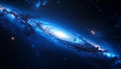 Fototapeta premium Stunning Blue Spiral Galaxy in Outer Space