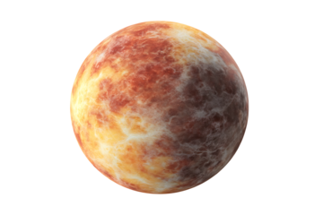 Venus with realistic texture and solar system 3d rendering isolated on transparent background

