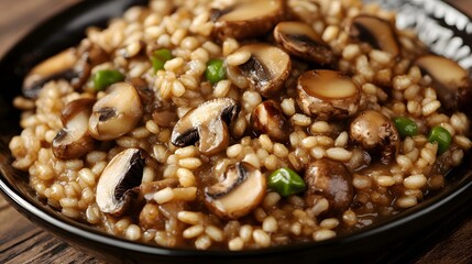 Delicious Mushroom Risotto Recipe Closeup Photo