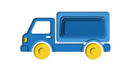 Minimalistic blue cartoon truck illustration on black background