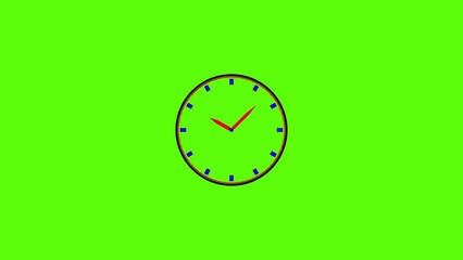 Simple oval clock face with tick mark hands on a vibrant green background