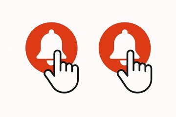 Two notification bell icons with a cursor hand pointing to each one