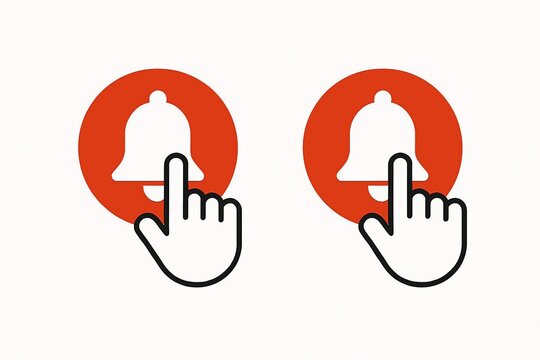 Two notification bell icons with a cursor hand pointing to each one