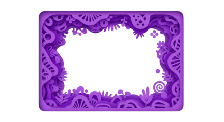 Purple ornate frame with abstract shapes on black background edge