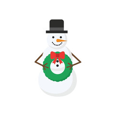 Cheerful Snowman Holding a Festive Christmas Wreath