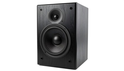 Obraz premium Modern black speaker, angled view