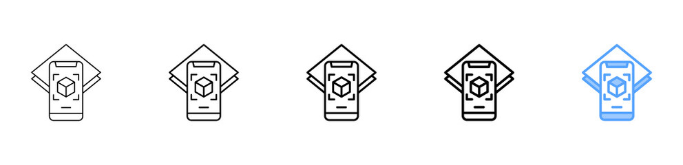 Augmented Reality Icon Different Style Outline Collection Set 