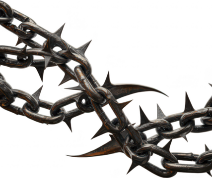 Spiked Metal Chain on Transparent Background