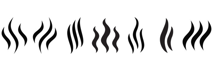 Smoke and Steam Icon Set – Vapor, Aroma, Smell, and Hot Steam Symbols Vector Illustration