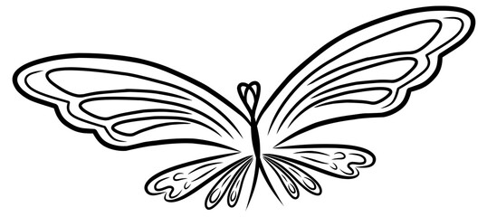 Beautiful black line art butterfly illustration
