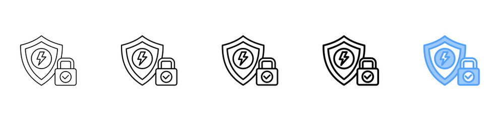 Energy Security Icon Different Style Outline Collection Set 