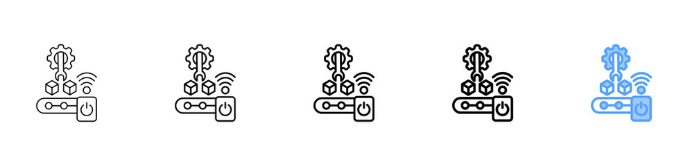 Smart Manufacturing Icon Different Style Outline Collection Set 