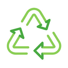 Sustainability vector icon of the universal recycling arrows loop, clean bold lines, green eco palette, scalable vector, isolated.