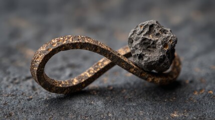 A tiny meteorite rests on an infinity symbol crafted from probability percentages.
