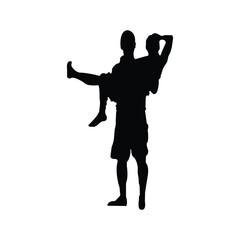 Silhouette of Man Carrying Woman in Arms couple love