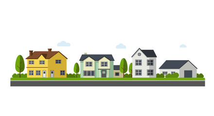 Charming suburban neighborhood with modern houses and greenery
