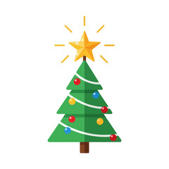 Festive Christmas Tree with Star and Ornaments