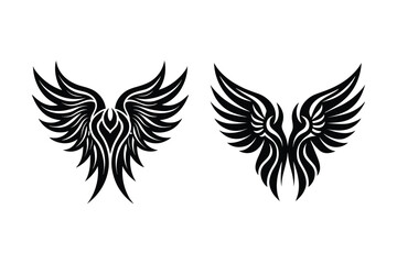 Obraz premium Set of wings silhouette vector, Bird wings silhouette vector 