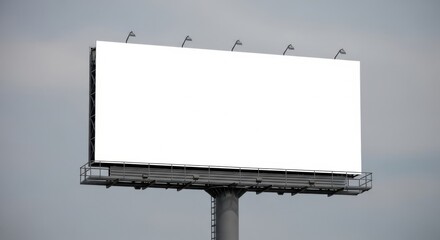 Expansive Blank Billboard Structure Against Overcast Sky with Integrated Lighting