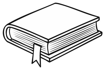 Closed book with a bookmark simple black outline illustration