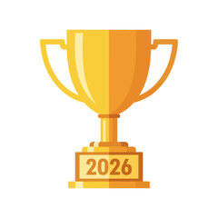 Golden Trophy Cup with 2026 Inscription for Victory