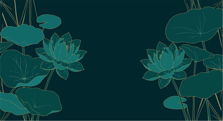 Elegant lotus flower and leaves pattern suitable for backgrounds, wallpapers, and nature-inspired graphic designs